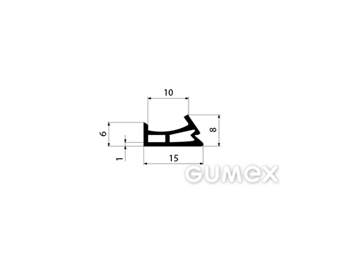 Pryžový profil tvarový s 2 dutinkami, 8x15mm, 50°ShA, EPDM, -40°C/+100°C, černý